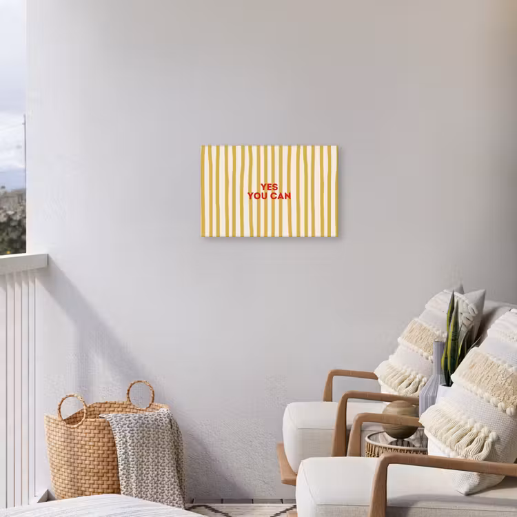 Strepen - Abstract - Yes you can - Rood Tuinposter op houten frame 2 cm dik klein -sfeer1