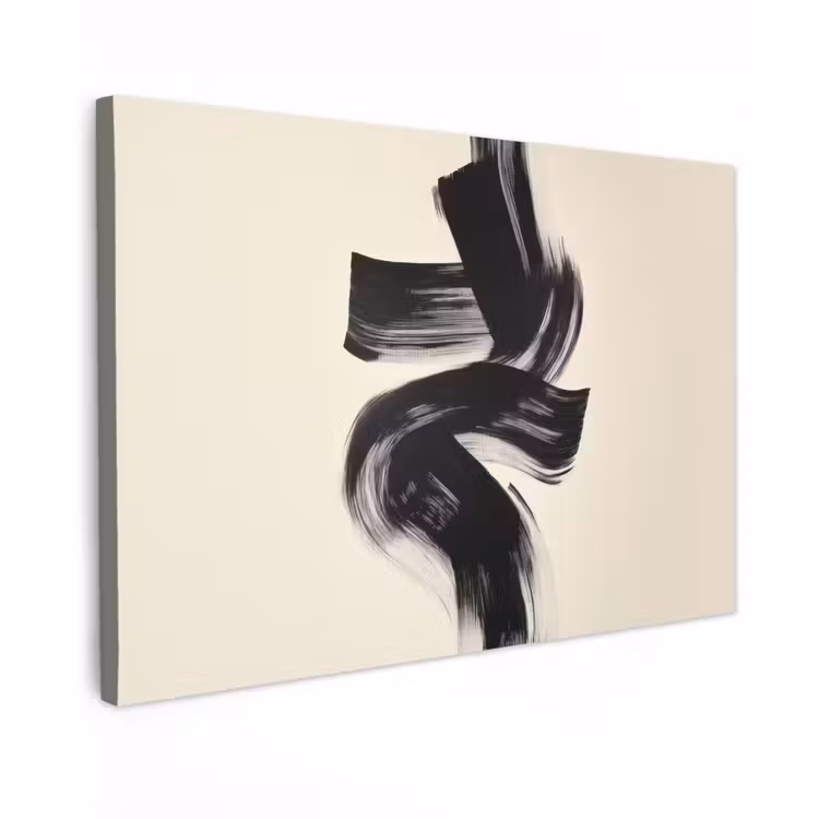 Strepen - Zwart - Abstract Tuinposter op houten frame 2 cm dik klein -3d