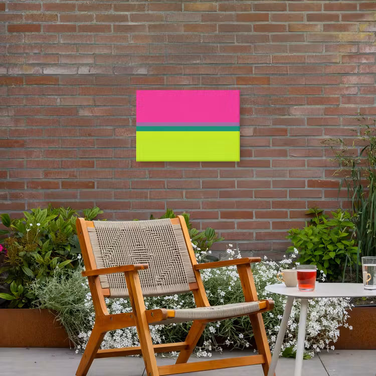 Strepen - Modern - Kleurrijk Tuinposter op houten frame 2 cm dik klein -sfeer3