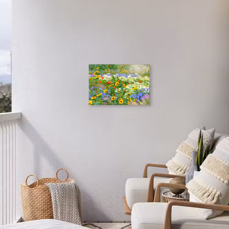 Zomerbloemen in volle bloei Tuinposter op houten frame 2 cm dik klein -sfeer1