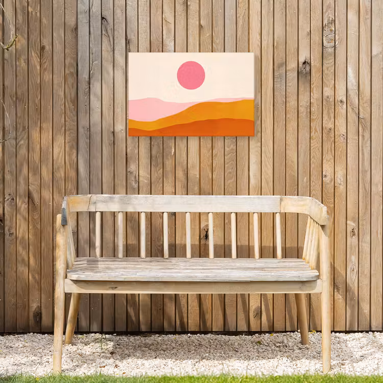 Zon - Heuvels - Abstract - Roze Tuinposter op houten frame 2 cm dik klein -sfeer4