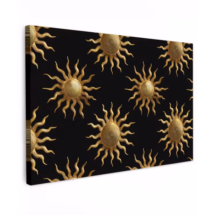 Zon - Patroon - Luxe - Goud - Zwart Tuinposter op houten frame 2 cm dik klein 845 -3d