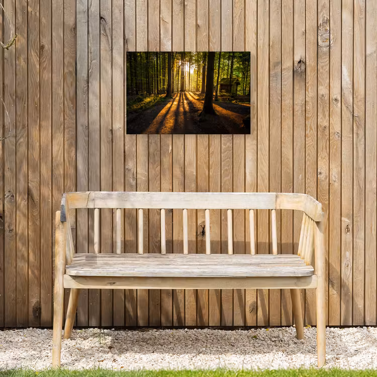 Zon - Bomen - Bos - Landschap - Natuur Tuinposter op houten frame 2 cm dik klein -sfeer4
