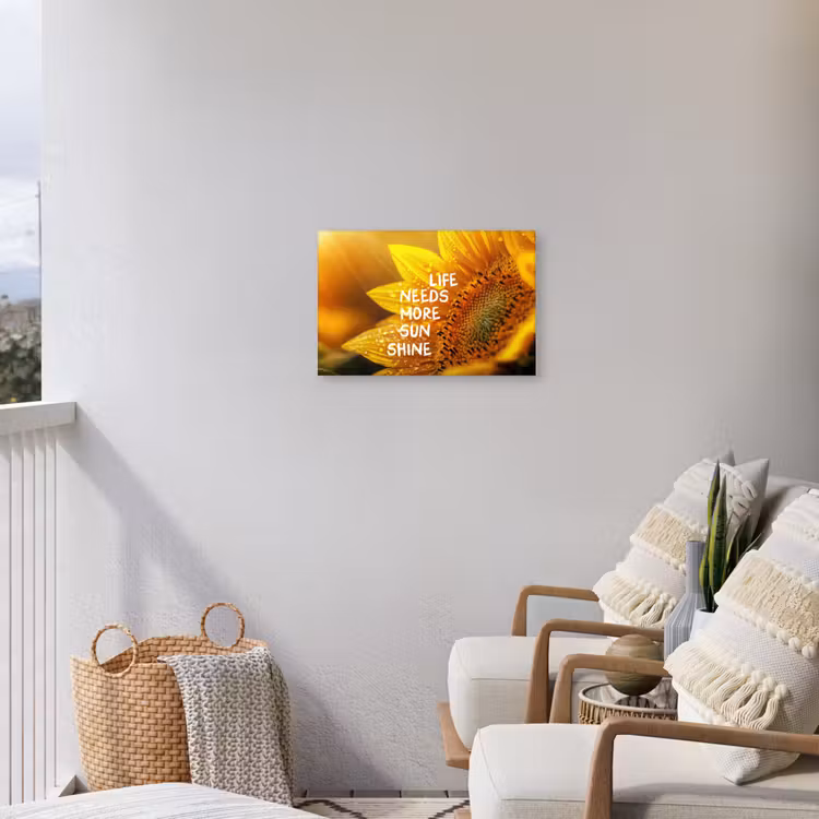 Zonnebloem - Close up - Geel - Quote Tuinposter op houten frame 2 cm dik klein -sfeer1
