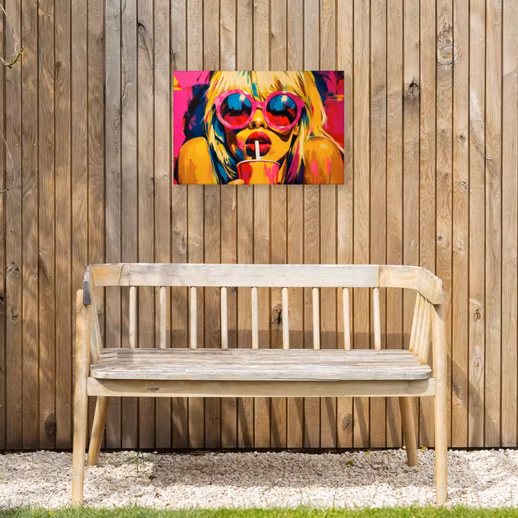 Zonnebril - Roze - Vrouw - Rietje Tuinposter op houten frame 2 cm dik klein -sfeer4