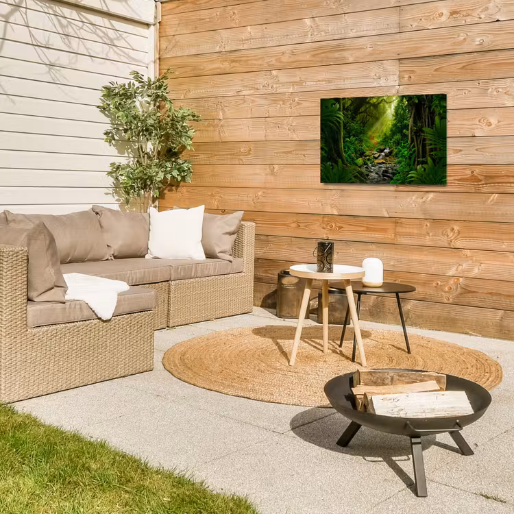 Zonnige Stralen in het Regenwoud Tuinposter op houten frame 2 cm dik klein -sfeer2