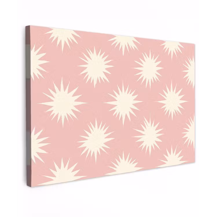 Zonnen - Patroon - Roze Tuinposter op houten frame 2 cm dik klein 845 -3d