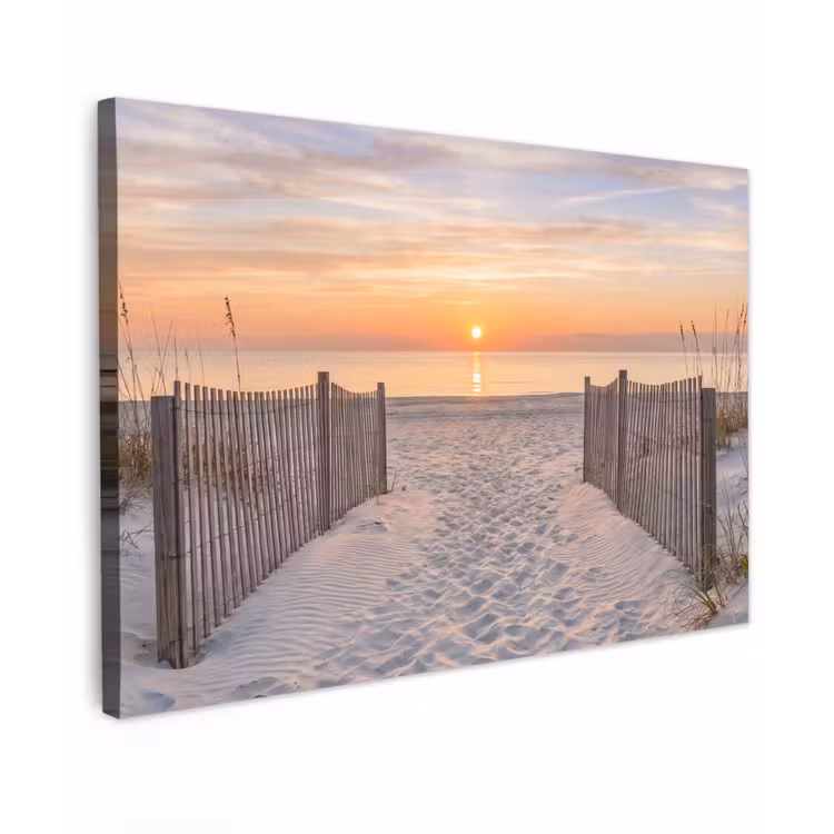 Zonsondergang - Strand - Zand Tuinposter op houten frame 2 cm dik klein -3d
