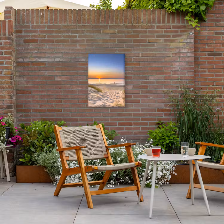 Zonsondergang aan Zee Tuinposter op houten frame 2 cm dik klein -sfeer3
