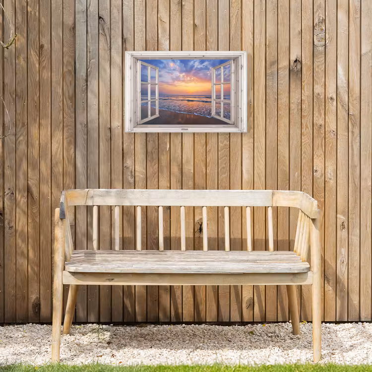 Zonsondergang aan zee Tuinposter op houten frame 2 cm dik klein -sfeer4