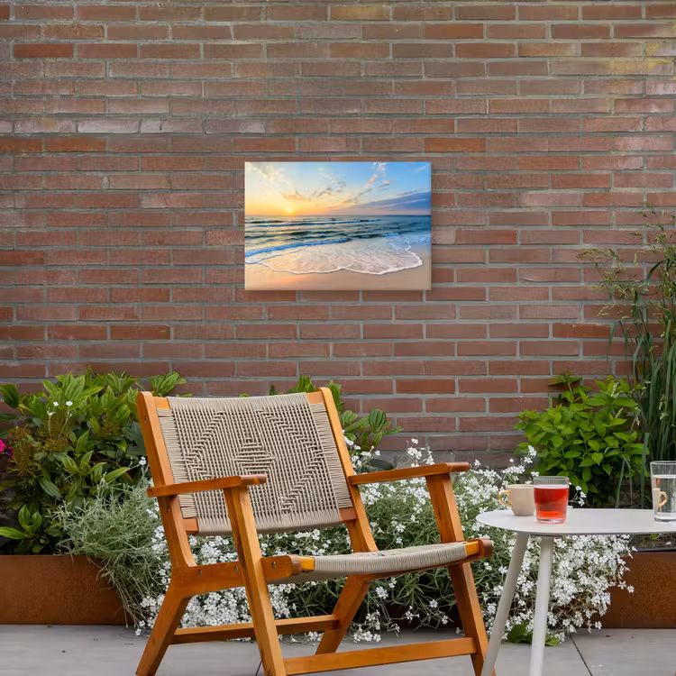 Zonsondergang aan Zee Tuinposter op houten frame 2 cm dik klein -sfeer3