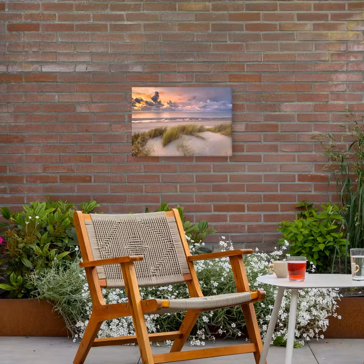 Zonsondergang - Duin - Strand - Planten - Zee Tuinposter op houten frame 2 cm dik klein -sfeer3