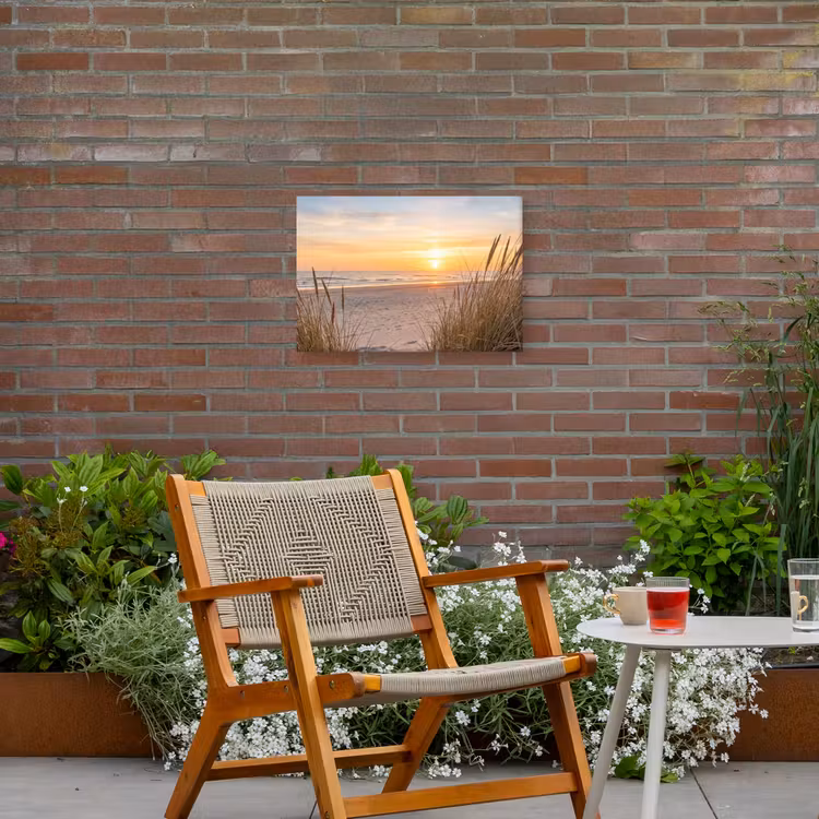 Zonsondergang - Duinen - Zee Tuinposter op houten frame 2 cm dik klein -sfeer3