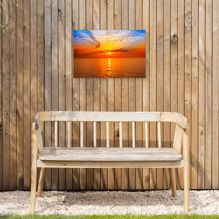 Zonsondergang - Zee - Lucht - Oranje - Horizon - Water Tuinposter op houten frame 2 cm dik klein -sfeer4