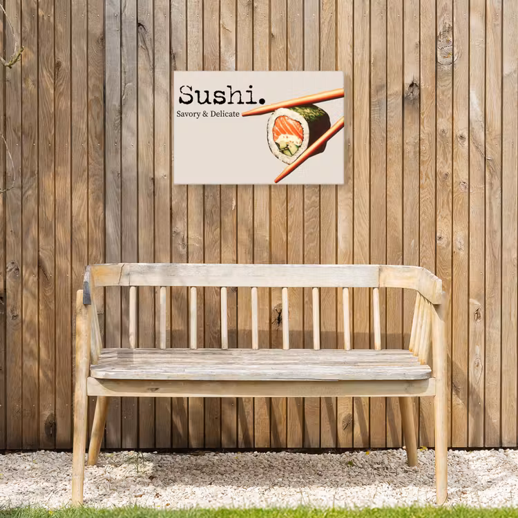 Sushi - Zalm - Rijst - Japans Tuinposter op houten frame 2 cm dik klein -sfeer4