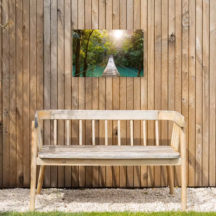 Hangbrug in het Regenwoud Tuinposter op houten frame 2 cm dik klein -sfeer4