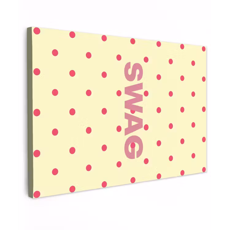 Swag - Roze - Stippen - Geel Tuinposter op houten frame 2 cm dik klein -3d
