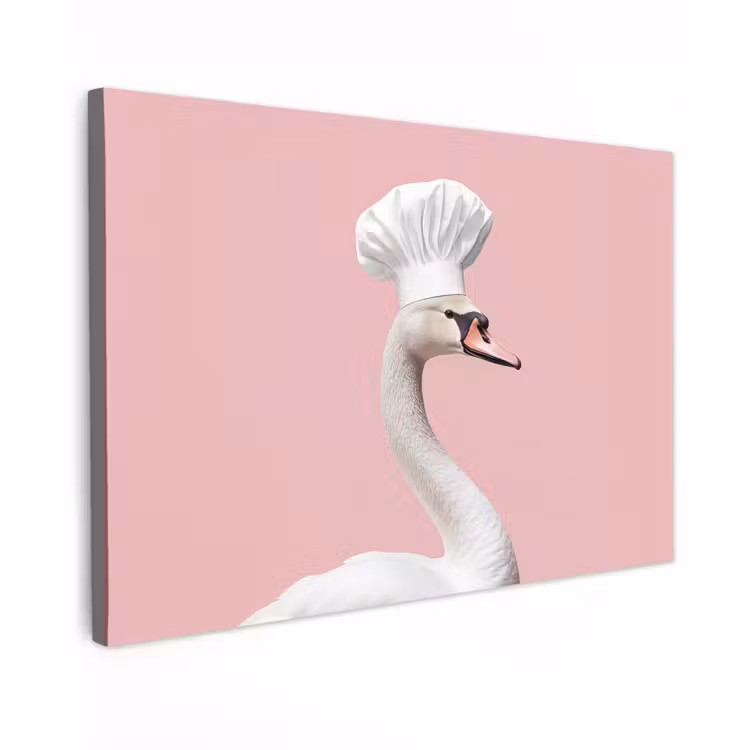 Zwaan - Koksmuts - Mooi - Klassiek Tuinposter op houten frame 2 cm dik klein -3d