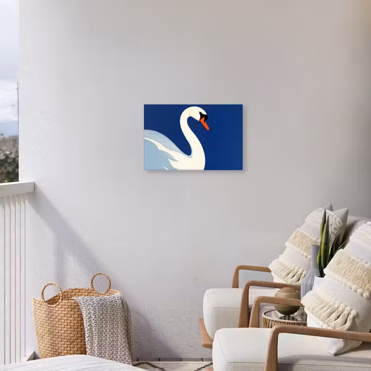 Zwaan - Wit - Snavel - Illustratie Tuinposter op houten frame 2 cm dik klein -sfeer1