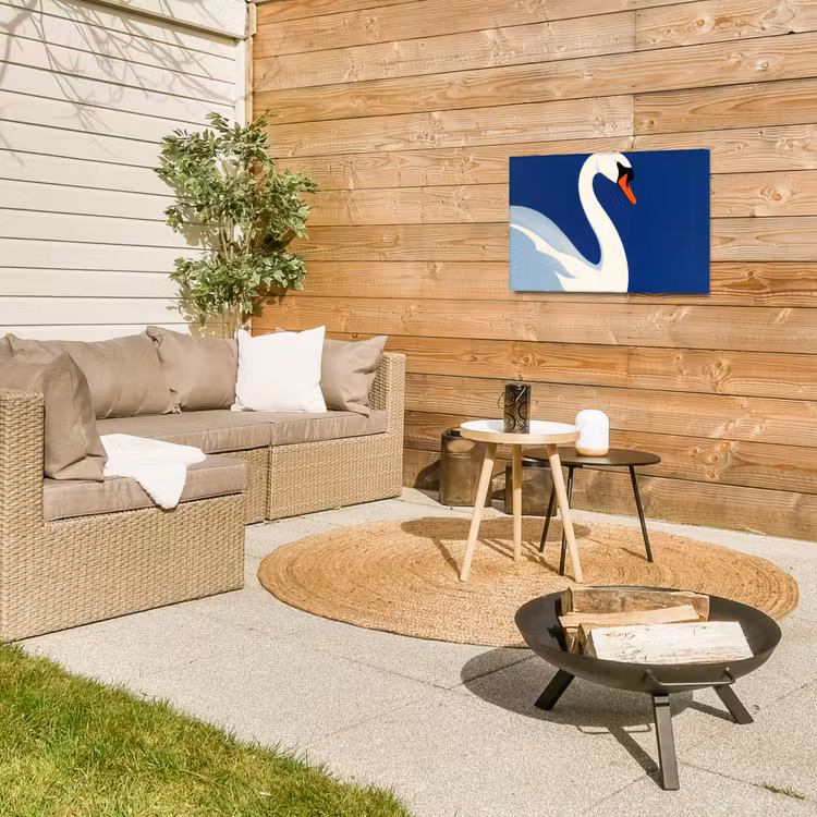 Zwaan - Wit - Snavel - Illustratie Tuinposter op houten frame 2 cm dik klein -sfeer2