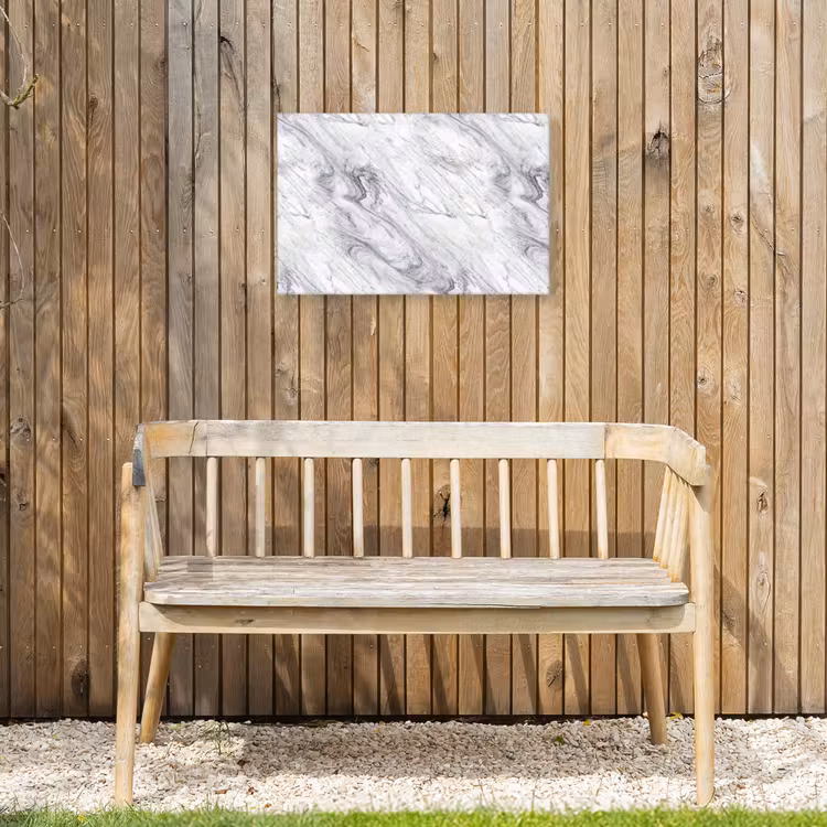 Wervelende - Grijsstructuur - Marmer - Wit Tuinposter op houten frame 2 cm dik klein 845 -sfeer4