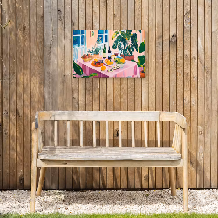 Tafel - Wijn - Fruit Tuinposter op houten frame 2 cm dik klein -sfeer4