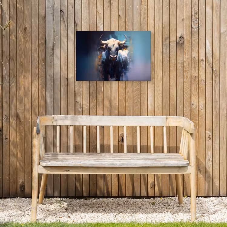 Stier - Zwart - Abstract - Horens Tuinposter op houten frame 2 cm dik klein -sfeer4