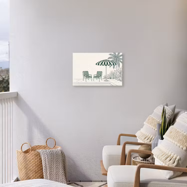 Terras - Illustratie - Groen Tuinposter op houten frame 2 cm dik klein -sfeer1