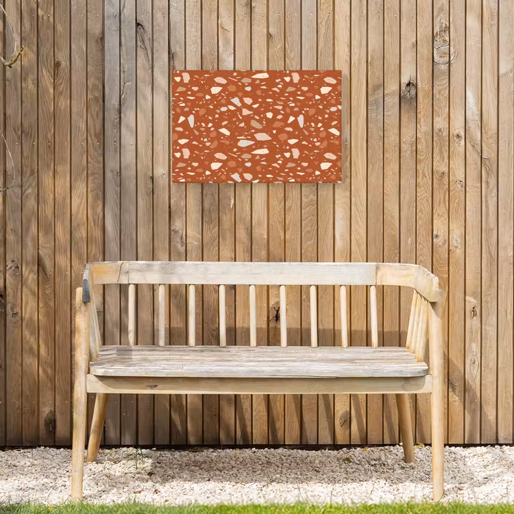 Terrazzo - Patroon - Klei Tuinposter op houten frame 2 cm dik klein 845 -sfeer4