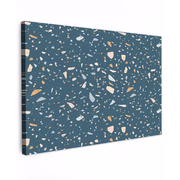 Terrazzo - Patroon - Kleurrijk - Diep blauw Tuinposter op houten frame 2 cm dik klein 845 -3d