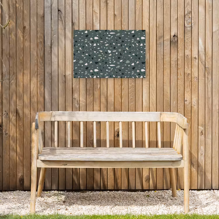 Terrazzo - Patroon - Kleurrijk - Groen Tuinposter op houten frame 2 cm dik klein 845 -sfeer4