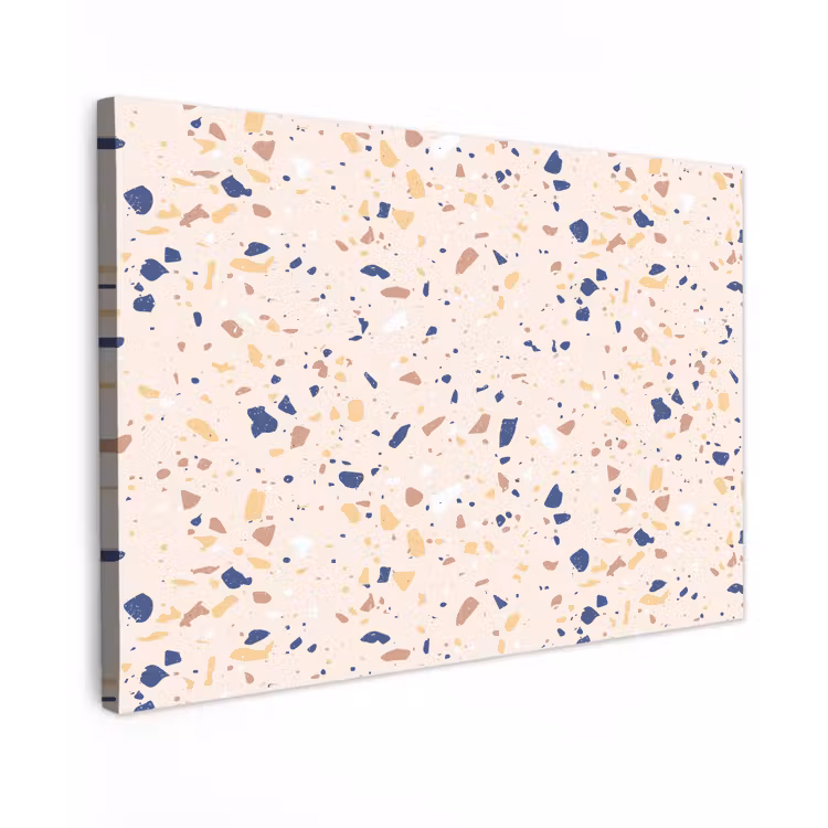 Terrazzo - Patroon - Kleurrijk - Indigo Tuinposter op houten frame 2 cm dik klein 845 -3d
