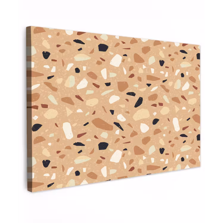 Terrazzo - Patroon - Kleurrijk - Oranje Tuinposter op houten frame 2 cm dik klein 845 -3d