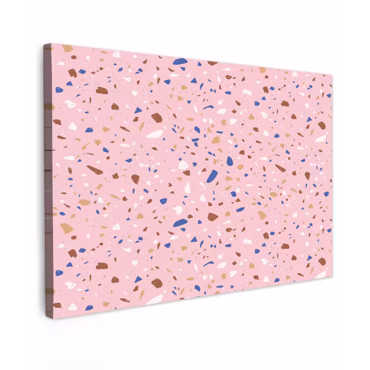 Terrazzo - Patroon - Kleurrijk - Roze Tuinposter op houten frame 2 cm dik klein 845 -3d