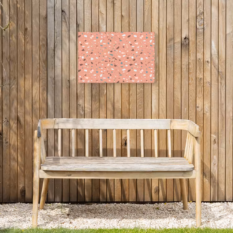 Terrazzo - Patroon - Kleurrijk - Roze - Blauw Tuinposter op houten frame 2 cm dik klein 845 -sfeer4