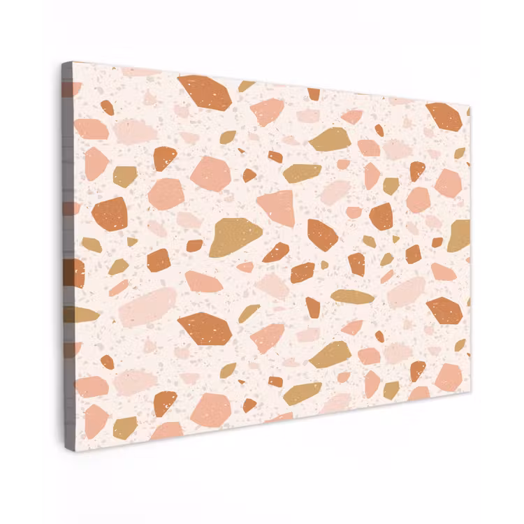 Terrazzo - Patroon - Kleurrijk - Zalm Tuinposter op houten frame 2 cm dik klein 845 -3d