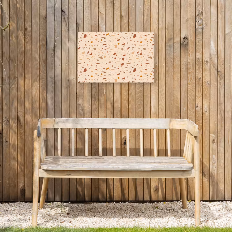 Terrazzo - Patroon - Kleurrijk - Steen Tuinposter op houten frame 2 cm dik klein 845 -sfeer4