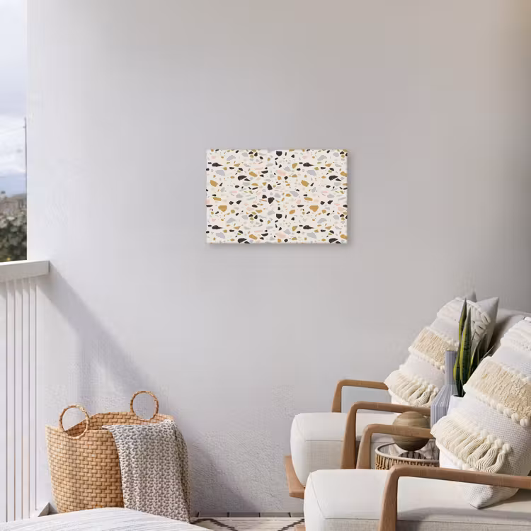 Terrazzo - Patroon - Neutraal - Zacht - Multi Tuinposter op houten frame 2 cm dik klein 845 -sfeer1