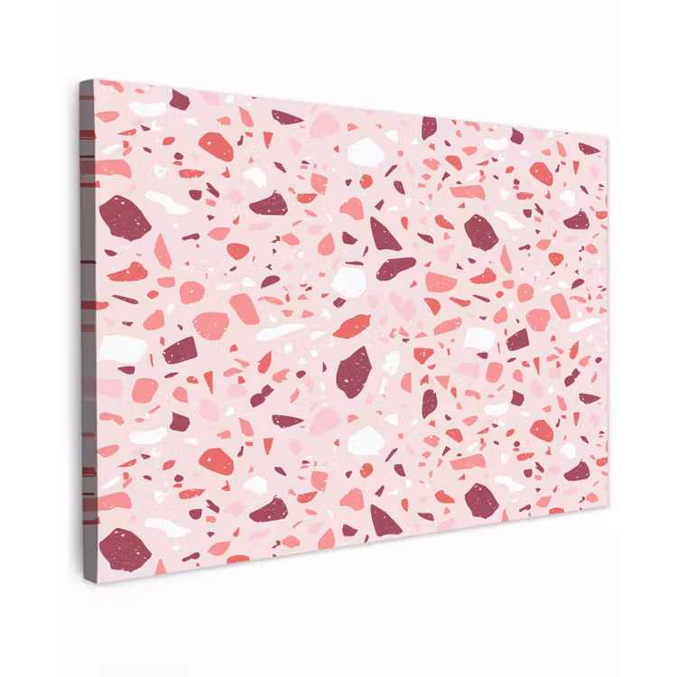 Terrazzo - Patroon - Roze Tuinposter op houten frame 2 cm dik klein 845 -3d