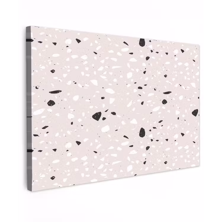 Terrazzo - Patroon - Zacht - Zwart - Wit Tuinposter op houten frame 2 cm dik klein 845 -3d