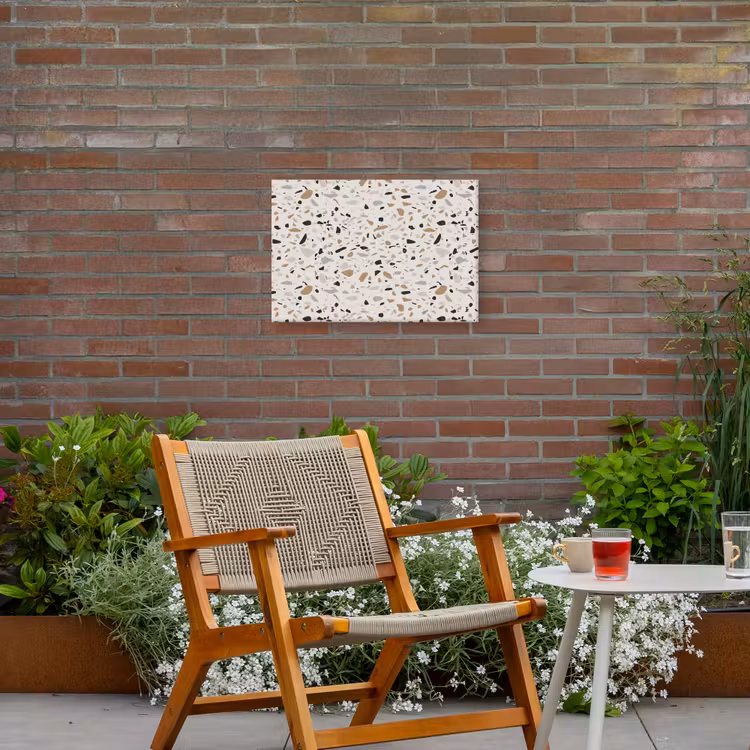 Terrazzo - Patroon - Staal Tuinposter op houten frame 2 cm dik klein 845 -sfeer3