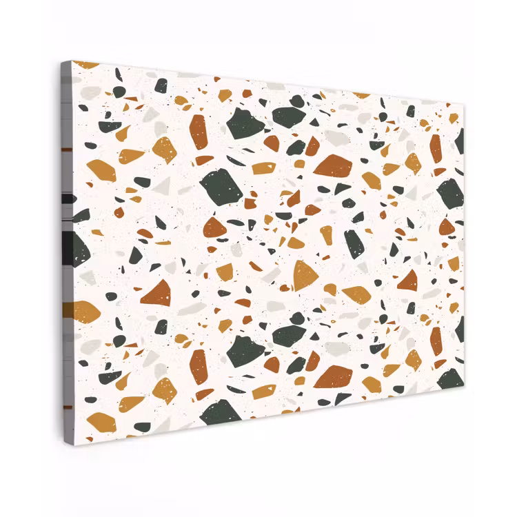 Terrazzo - Patroon - Wit - Terra Tuinposter op houten frame 2 cm dik klein 845 -3d