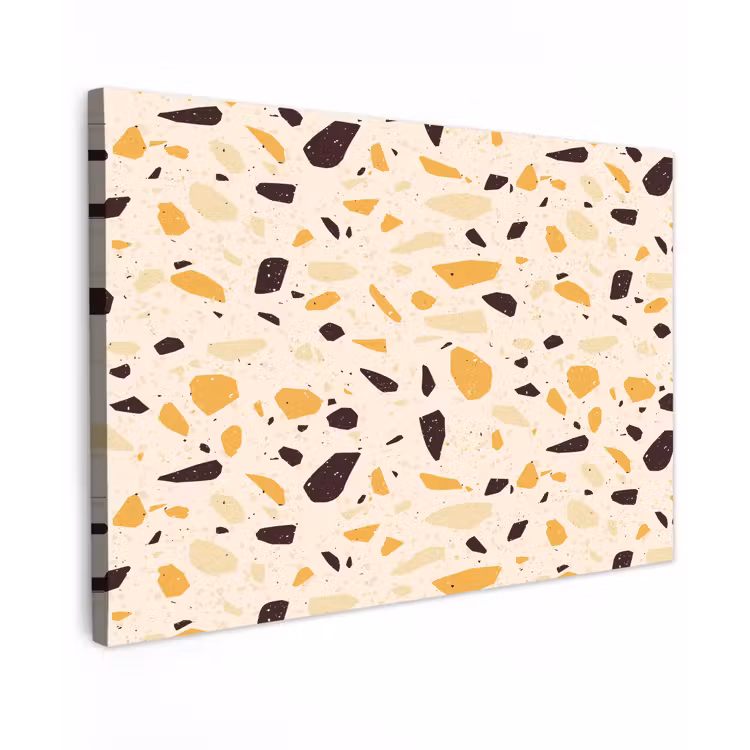 Terrazzo - Patroon - Geel - Tuinposter op houten frame 2 cm dik klein 845 -3d