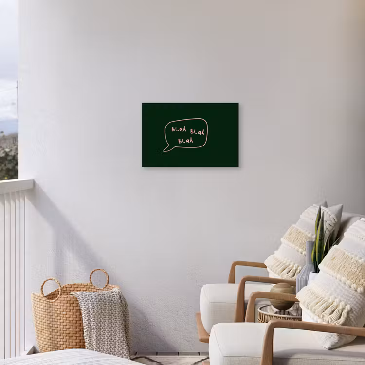 Tekstwolkje - Donkergroen - BLAH BLAH BLAH Tuinposter op houten frame 2 cm dik klein -sfeer1
