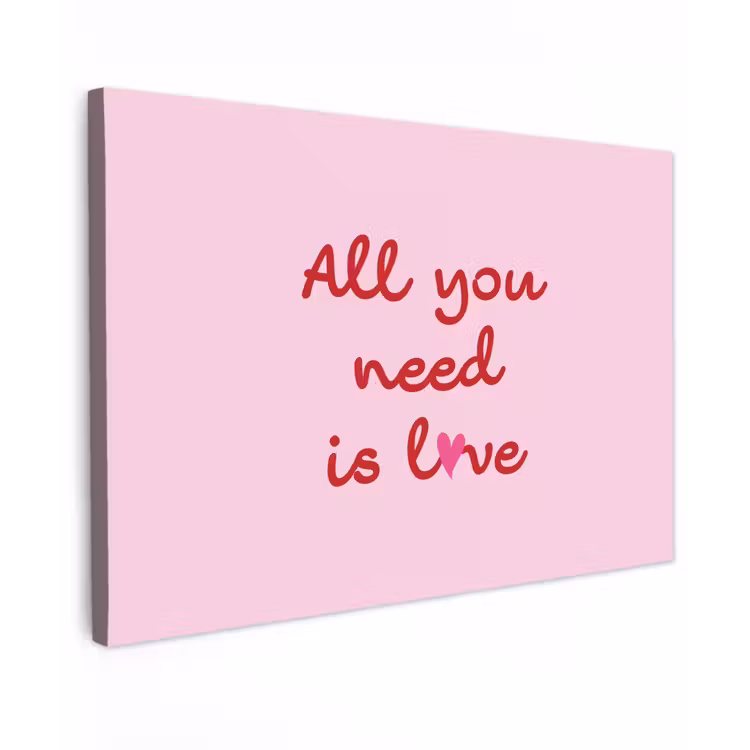 Tekst - Roze - Love - Hart Tuinposter op houten frame 2 cm dik klein -3d