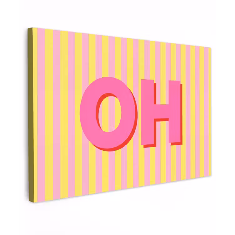 Tekst - Strepen - Roze Tuinposter op houten frame 2 cm dik klein -3d