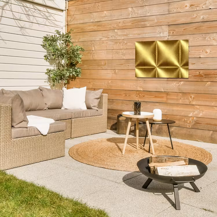 Textuur - Geborsteld Goud - Industrieel - Metallic Tuinposter op houten frame 2 cm dik klein 845 -sfeer2