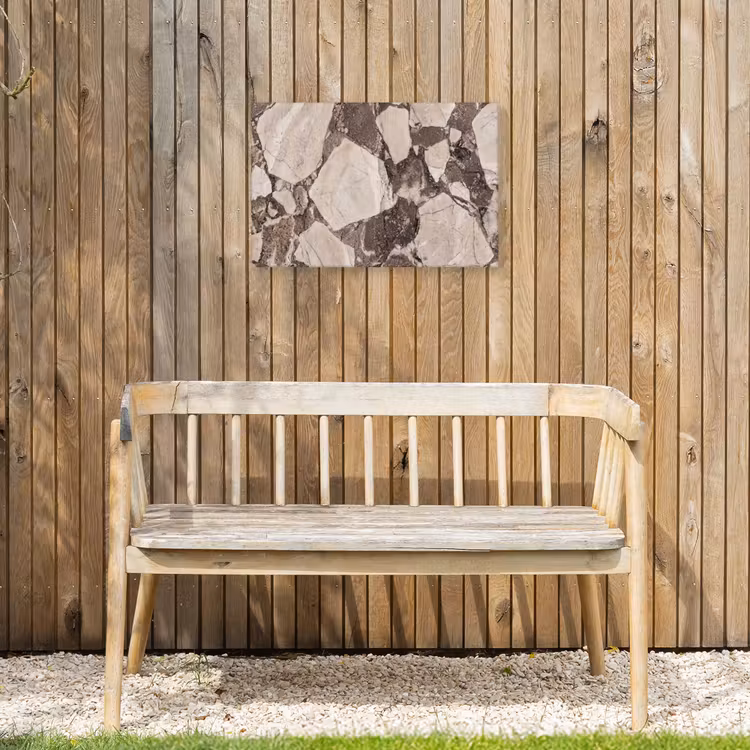 Textuur - Marmer - Abstract - Beige - Bruin Tuinposter op houten frame 2 cm dik klein -sfeer4