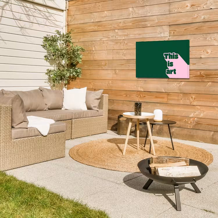 This is art - Schaduw - Roze Tuinposter op houten frame 2 cm dik klein -sfeer2