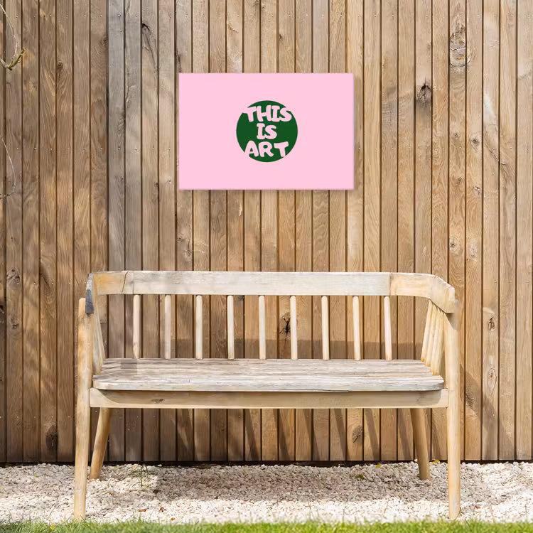 This is art - Tekst - Cirkel - Groen Tuinposter op houten frame 2 cm dik klein -sfeer4